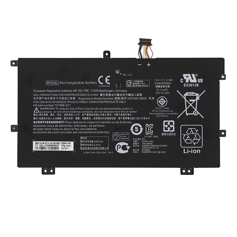 (image for) Replacement HP TPN-Q127 Battery MY02021XL 721896-1C1 HSTNN-LB5C 721896-2B1 Fit PRO X2 410 G1